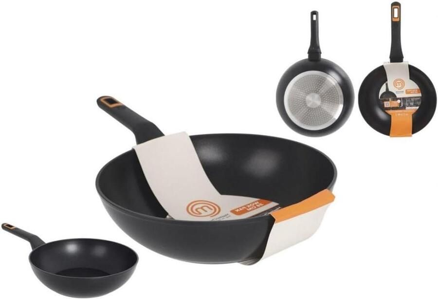 Koekenpan Aluminium Koekenpan Keramisch Koken en Bakken Gelijkmatige Warmteverdeling 28 cm Zwart