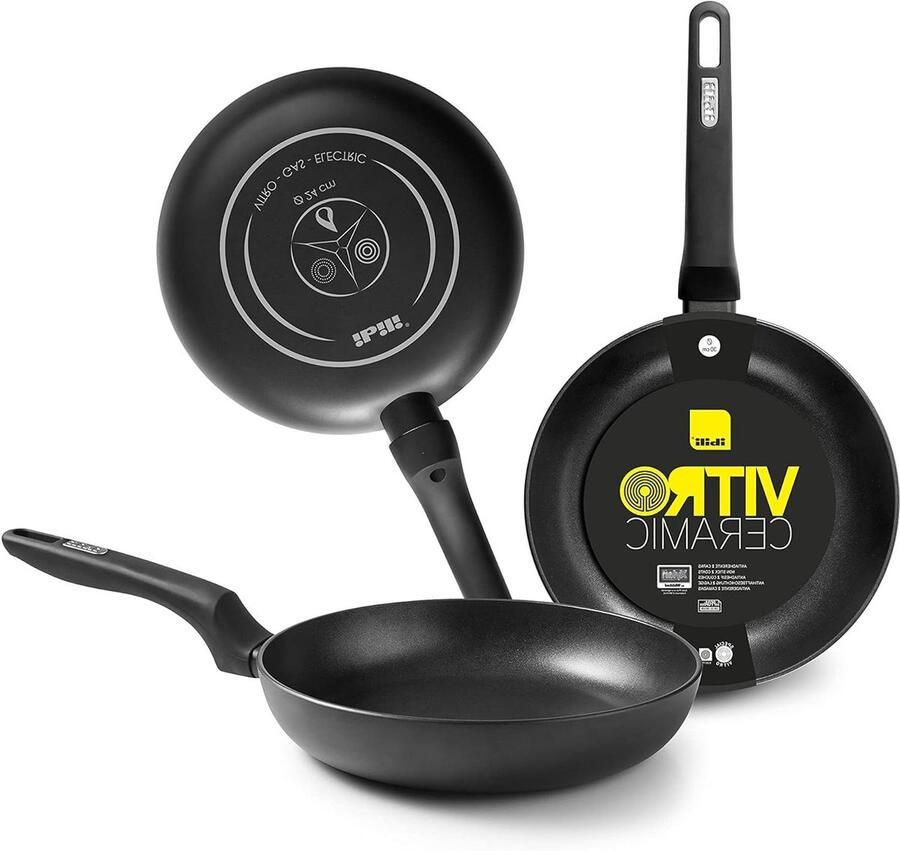 Koekenpan Aluminium Koekenpan Keramisch Koken op Inductie Dubbele Non-stick Coating 22 cm Zwart