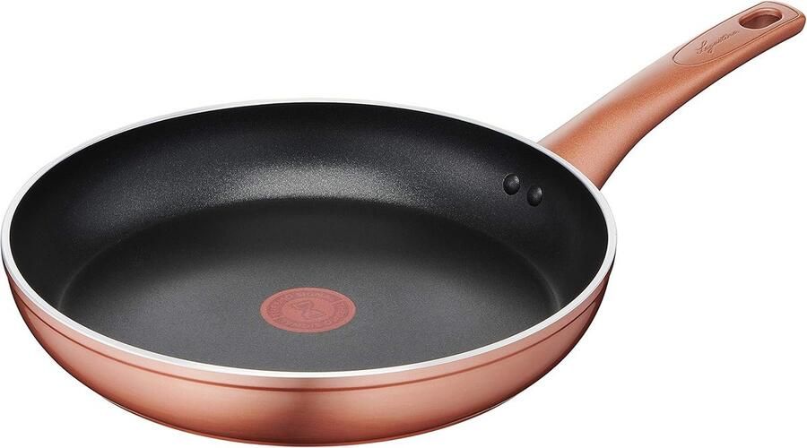 Koekenpan Aluminium Koekenpan met anti-aanbaklaag Gezond Koken Met Thermo-Signal 30 cm Diameter Koperkleur