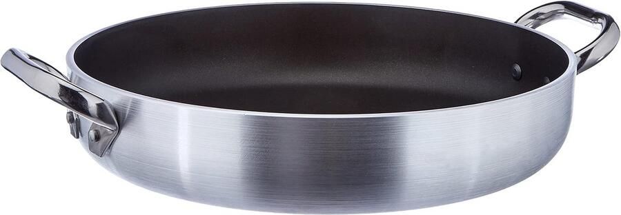 Koekenpan Aluminium Koekenpan met anti-aanbaklaag Vlees en groenten bakken Extra dikke bodem 32 cm diameter Zilverkleurig