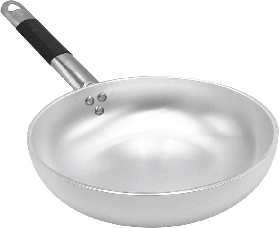 Koekenpan Aluminium Koekenpan met steel Eten Bereiden Dik 5mm Materiaal 28 cm Diameter Zilverkleurig