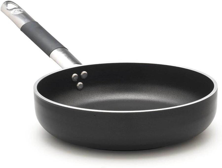 Koekenpan Aluminium Koekenpan met steel Groenten en vlees bakken 5 mm dikke bodem 28 cm Zwart