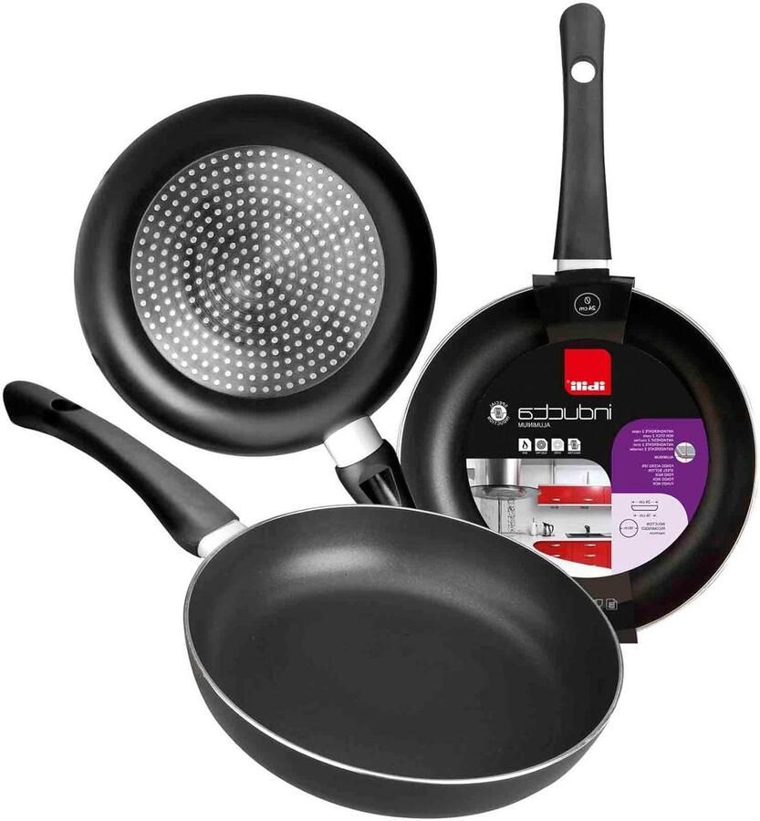 Koekenpan Aluminium Koekenpan Non-stick Dagelijks Koken Geschikt voor Inductie 28 cm Zwart