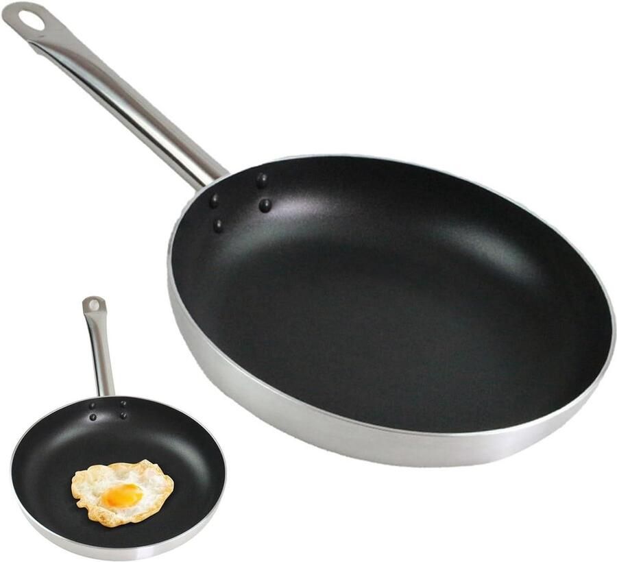 Koekenpan Aluminium Koekenpan Ontbijt Bakken Gelijkmatige Warmteverdeling 40 cm Zilver