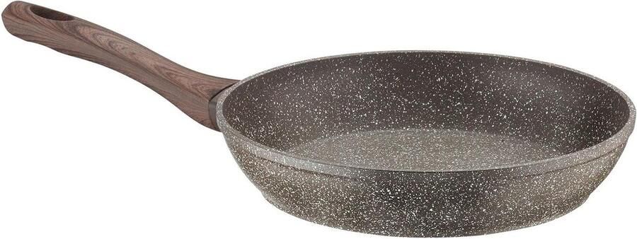 Koekenpan Aluminium Koekenpan Steenlook Gezond Koken Versterkte Rand 4mm 28 cm Zwart