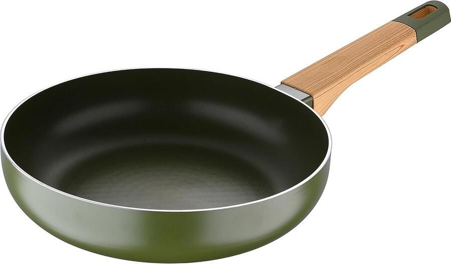 Koekenpan Aluminium Koken op Inductie Robuust en Duurzaam 24 cm Groen