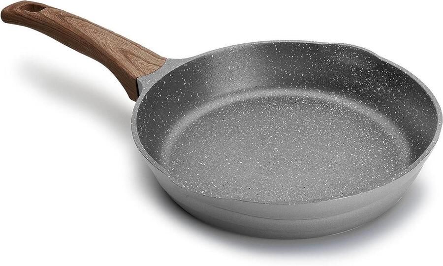 Koekenpan Aluminium Steelpan Gelijkmatig Bakken Titanium Anti-aanbaklaag 28 cm Grijs
