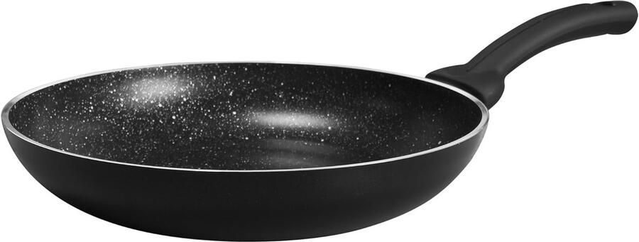 Koekenpan Aluminium Steenlook Pan Gezond Koken Biostone Antiaanbaklaag 28 cm Zwart