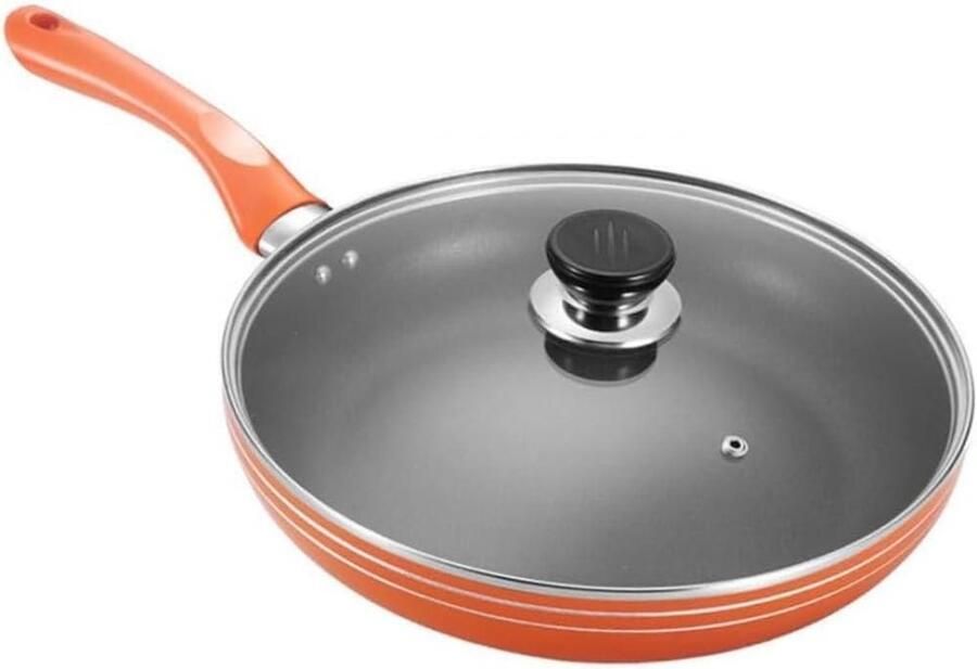 Koekenpan Aluminiumlegering Antiaanbak Pannen Dagelijks Koken Afneembare Handgrepen 28 cm Oranje