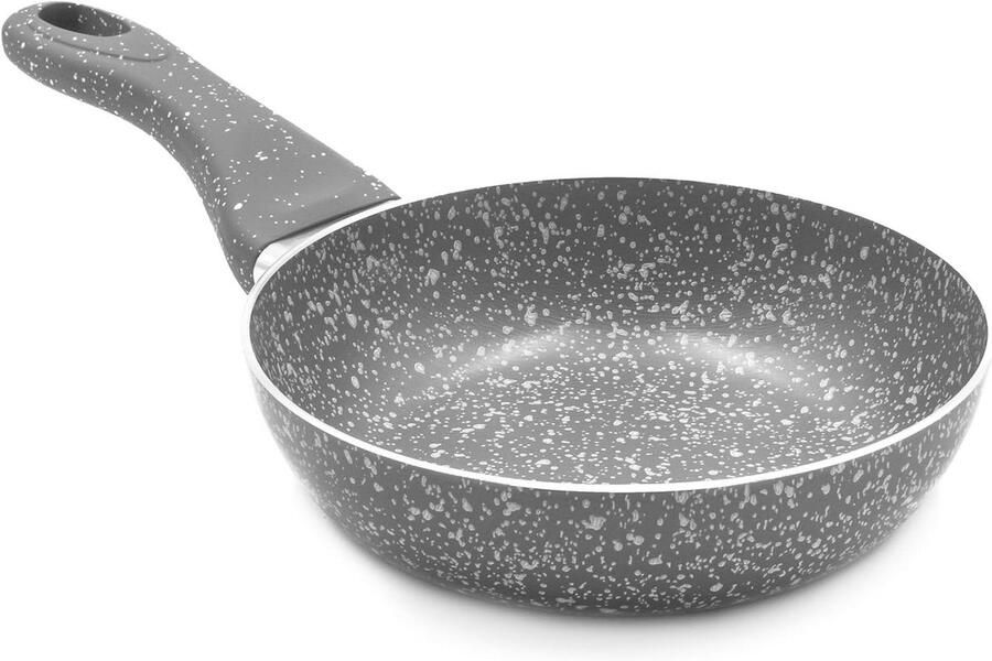 Koekenpan anti-aanbak Gezond koken Zeldzame steen coating Diameter 18 cm Grijs
