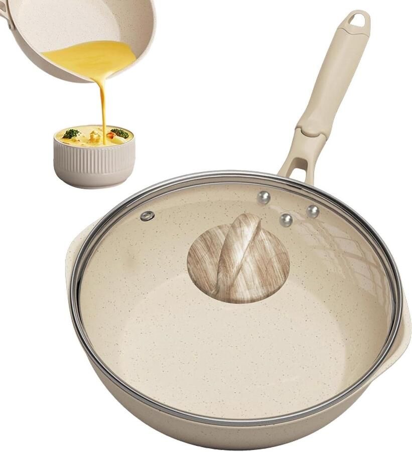 Koekenpan Anti-Aanbak Koekenpan Keuken Dagelijks Koken Gezonde Keramische Coating 46x26x8cm Zwart