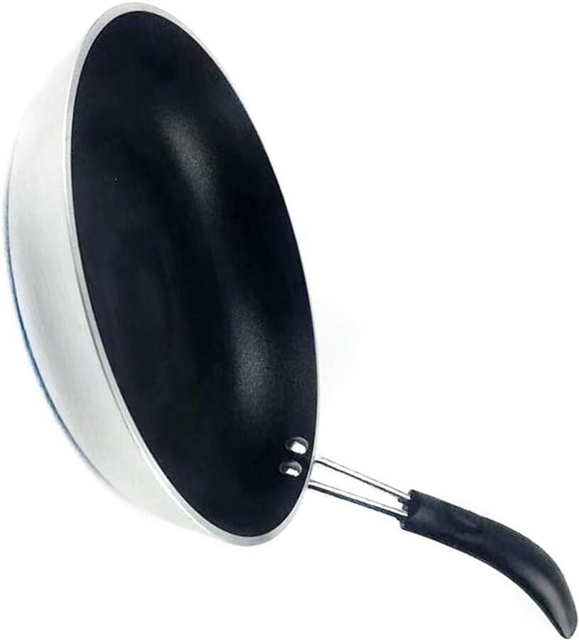Koekenpan Aluminium Koekenpan Platte Bodem Dagelijks Koken Gelijkmatige Warmte 22 cm Zwart