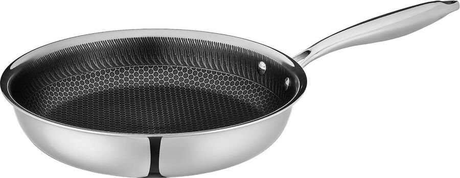 Koekenpan Antiaanbak Honingraat Pan Gezond Braden Meerlaags Warmteverdeling 24 cm Zilver Zwart