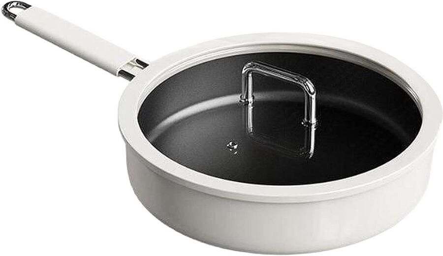 Koekenpan Antiaanbak Keramische pan Maaltijden bereiden Gelijkmatige warmteverdeling 24cm Wit en zwart