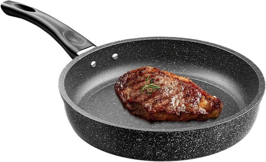 Koekenpan Antiaanbak Keukenpan Kookgerei Thuis Koken Gelijkmatige Warmte 26 cm Diameter Zwart
