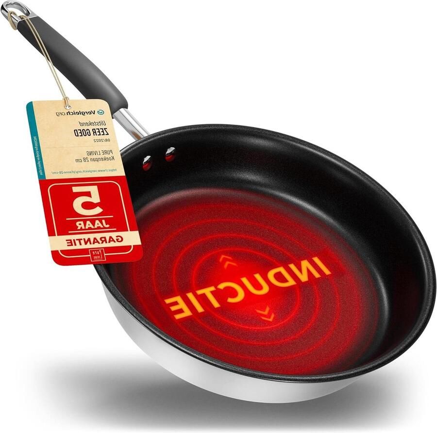 Koekenpan Antiaanbak Koekenpan Inductie Koken en Bakken Gelijkmatige Warmteverdeling 28 cm Zwart