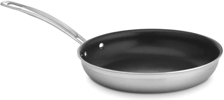 Koekenpan Antiaanbak Koekenpan Roestvrij Staal Snel Koken Druppelvrij Gieten 26 cm Diameter Zilverkleurig