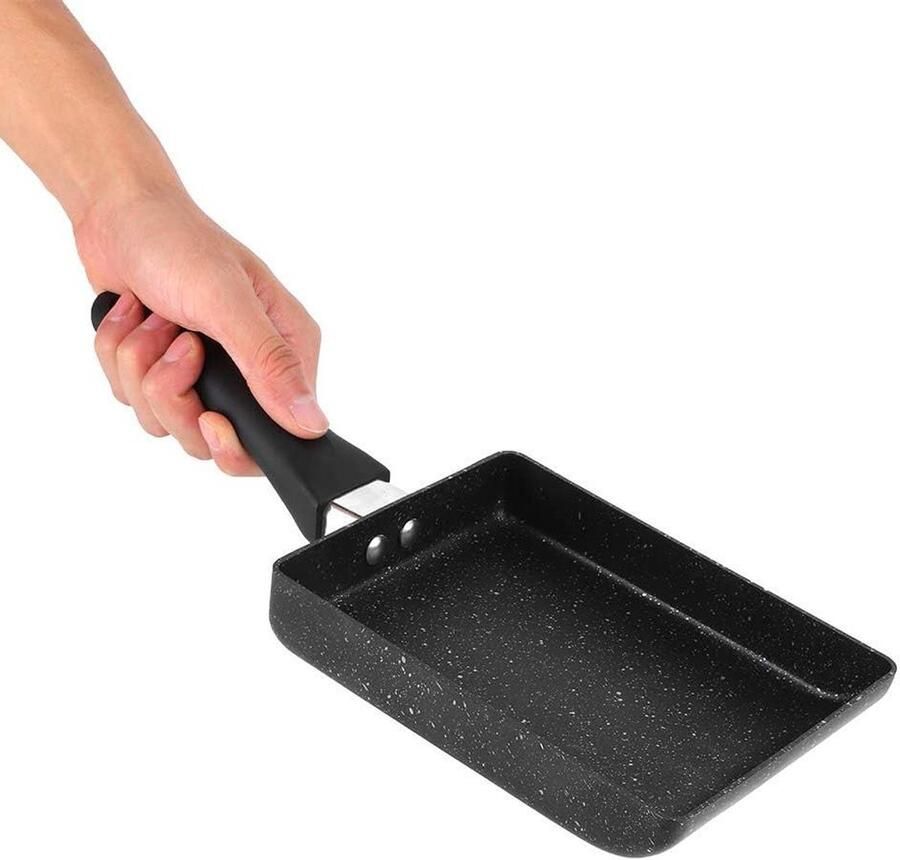 Koekenpan Antiaanbak Koekepan Aluminium Ontbijt Bereiden Stenen Coating 35 cm Zwart