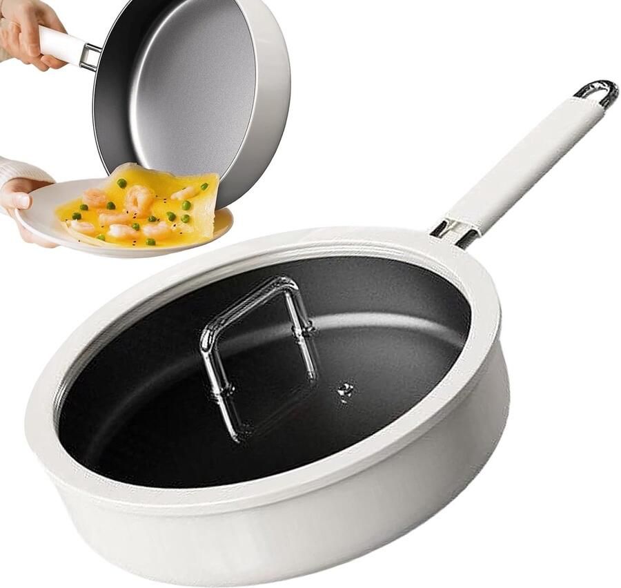 Koekenpan Antiaanbak Kookgerei Pan Thuis Koken Vervormingsbestendig 5 cm Diep Wit Zwart