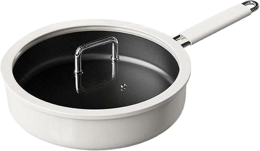 Koekenpan Antiaanbak Kookpan Keuken Gezond Koken Titanium Keramische Coating 5 cm Diep Wit Zwart