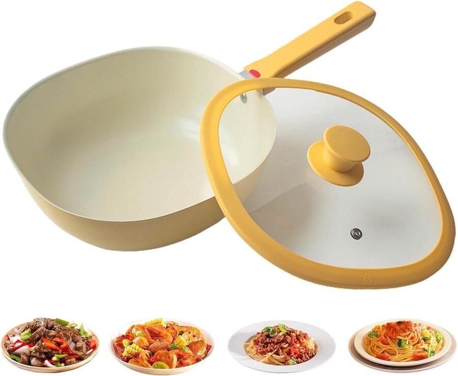 Koekenpan Antiaanbak pan Dagelijks koken Vacuümdeksel technologie 19 liter Crèmegeel