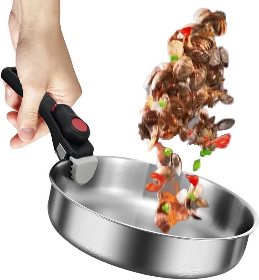 Koekenpan Antiaanbak pan Gezond Koken Afneembare handgreep 20-26 cm Zwart