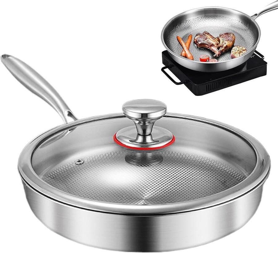 Koekenpan Antiaanbak Titanium Gecoate Pan Gezond Koken Afneembare Handgreep 20 cm Zwart