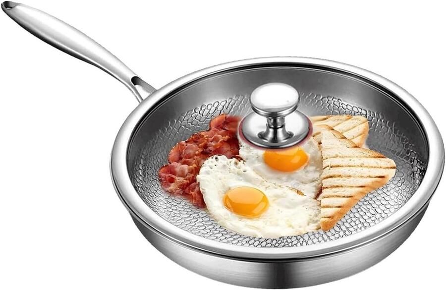 Koekenpan Antiaanbaklaag Campingpan Keukengerei Dagelijks Koken Titanium Legering 28 cm Grijs