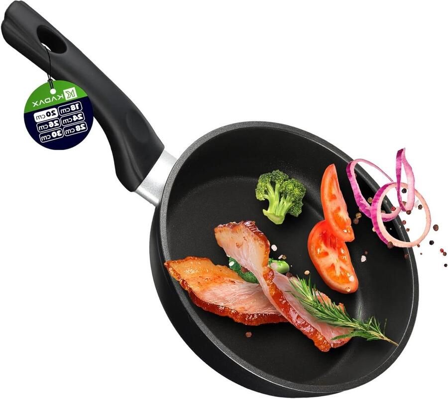 Koekenpan Antiaanbaklaag Gourmetpan Braadpan Vetvrij Koken Drievoudige Antiaanbaklaag Ø 20 cm Zwart