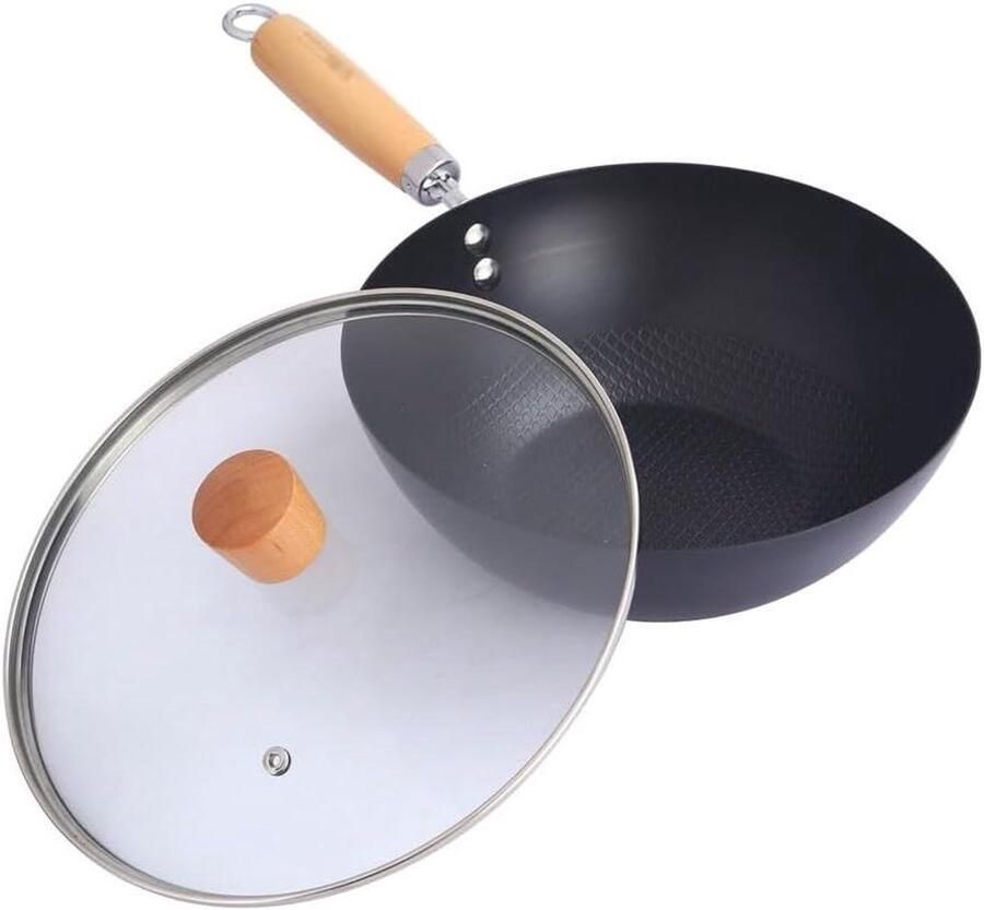 Koekenpan Antiaanbaklaag Honingraat Pan Gezond Koken Vijflaags Structuur 24 cm Zwart
