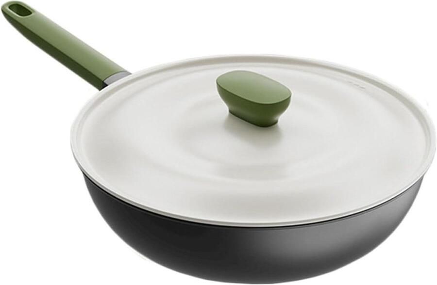 Koekenpan Antiaanbaklaag Inductie Pan Dagelijks Koken Gelijkmatige Warmteverdeling 32 cm Zwart
