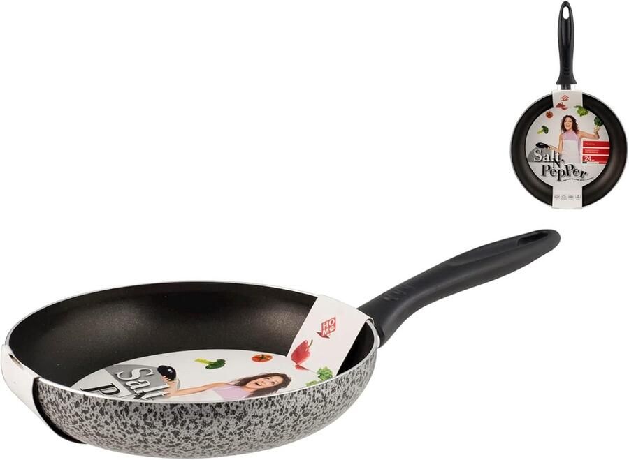 Koekenpan Antiaanbaklaag Koekenpan Koken Saltpepper Design 24 cm Zwart