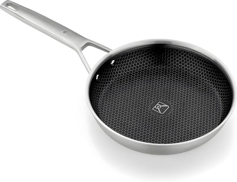 Koekenpan Antiaanbakpan Braadpan Vlees Bereiden Hybride Cel Technologie 26 cm Zilver