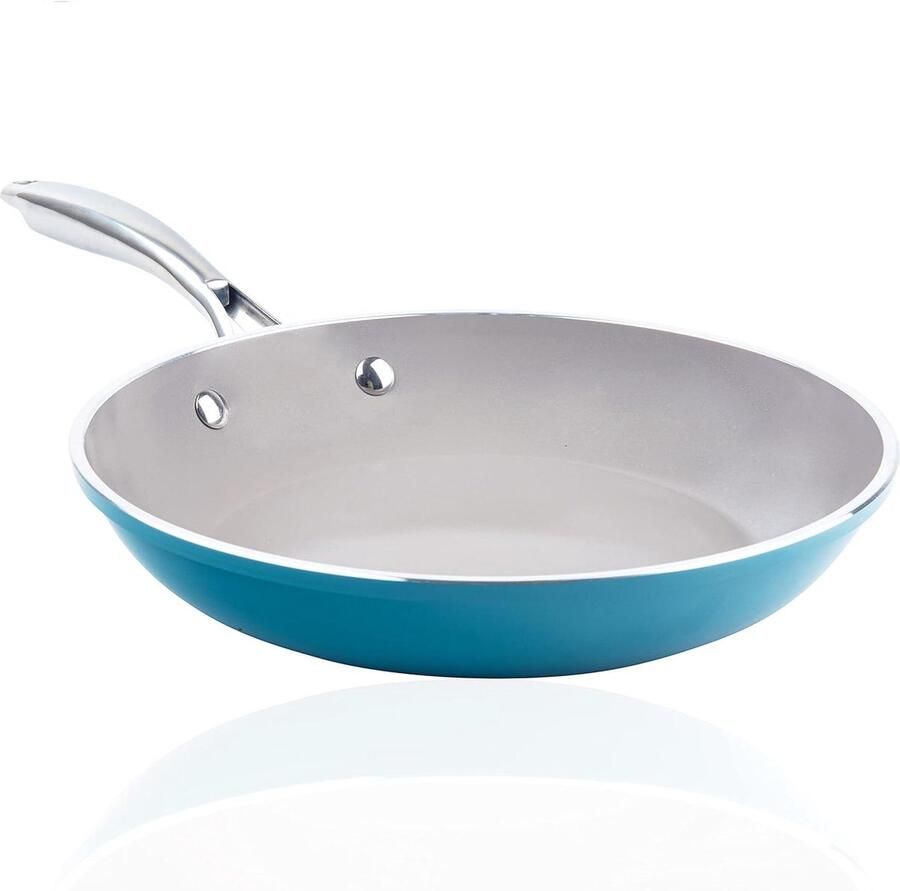Koekenpan Antiaanbakpan Gezond koken Diamant versterkt 20 cm Turkoois blauw