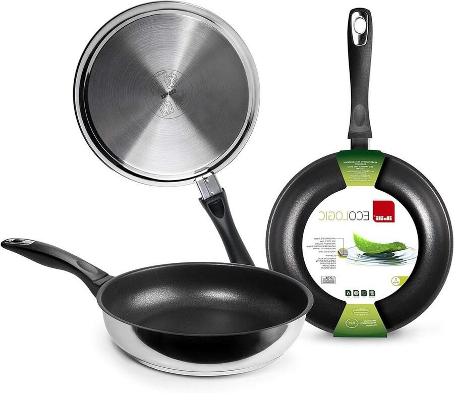 Koekenpan Antiaanbakpan Koken en bakken Full induction bodem 22 cm Zwart