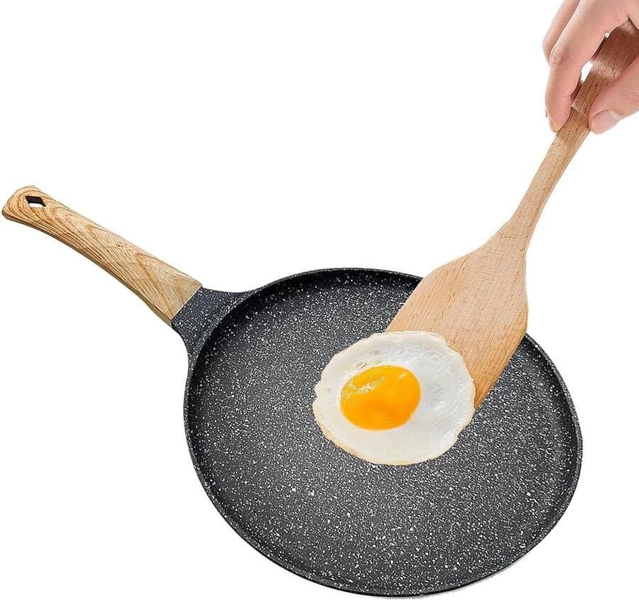 Koekenpan Antiaanbakpan Pannenkoeken bakken Ergonomisch handvat 24 cm Zwart