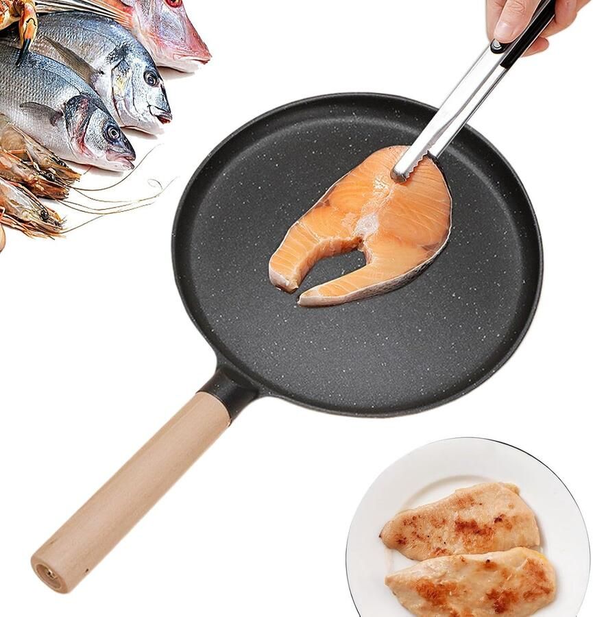 Koekenpan Bakpan Frituurpan Veelzijdig Koken Tijdbesparend Antiaanbak 41x24 cm Zwart