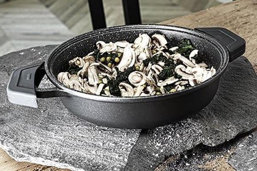 Koekenpan Bakpan Koken Granietlook 28 cm Zwart