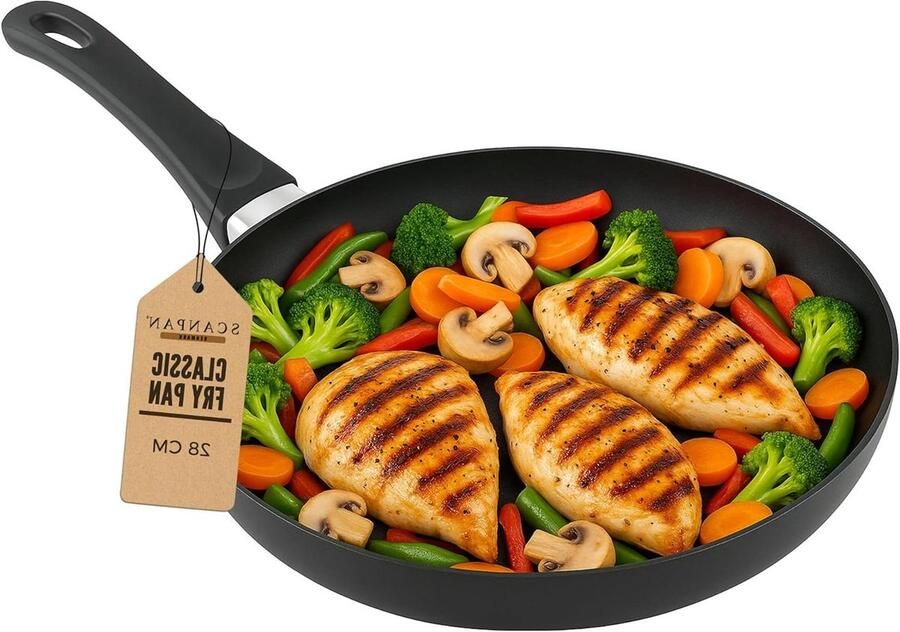 Koekenpan Bakraan Pan Vlees Bakken Keramisch Titanium Anti-aanbaklaag 28 cm Zwart