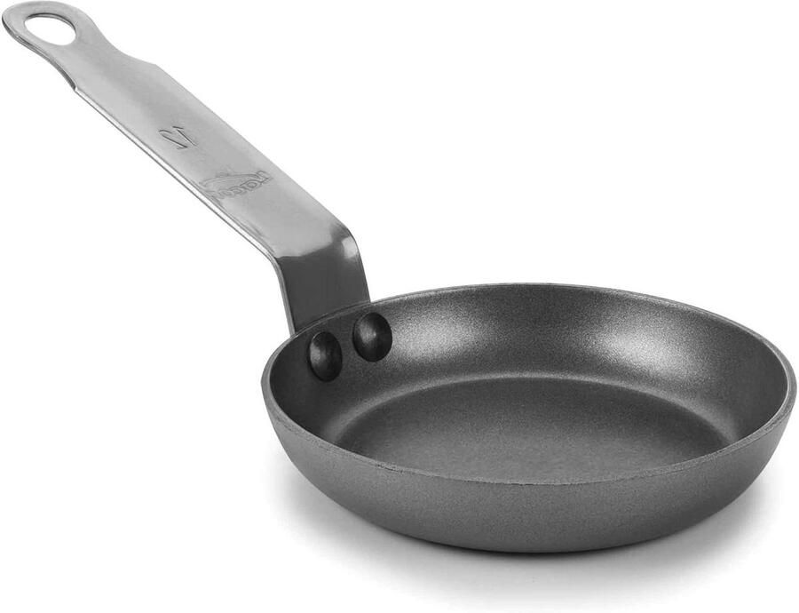 Koekenpan Blinis pan Koken op hoge temperatuur Handgemaakt ijzer 14 cm Zwart
