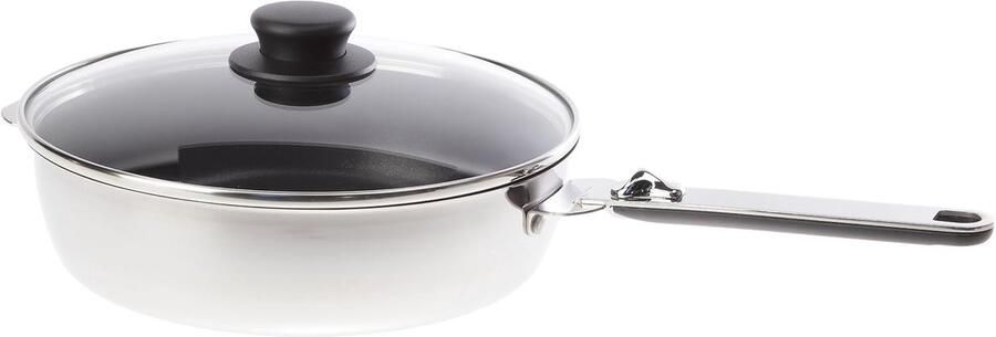 Koekenpan Body Anti-aanbak Deksel Snel Bakken Afneembare Handgreep 24 cm Diameter Zilverkleurig