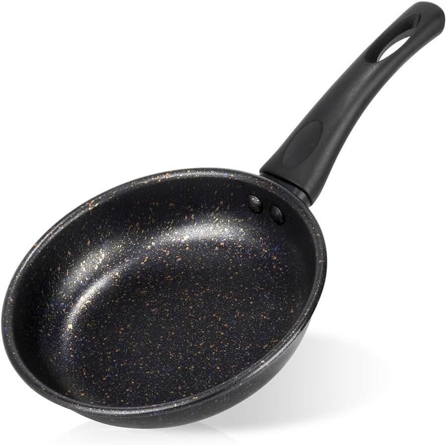 Koekenpan Braadpan kleine pan Dagelijks koken Duurzame granietcoating 16 cm Zwart