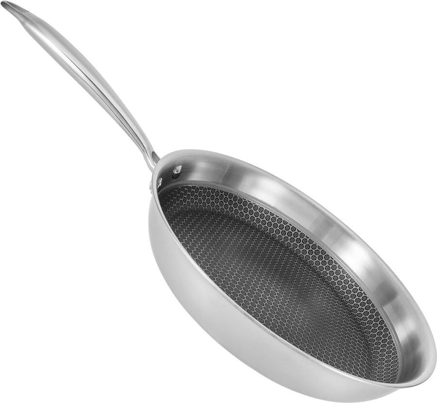 Koekenpan Bratpan Braadpan Koken op alle platen Tri-Ply systeem honingraat 34 Liter Zilver