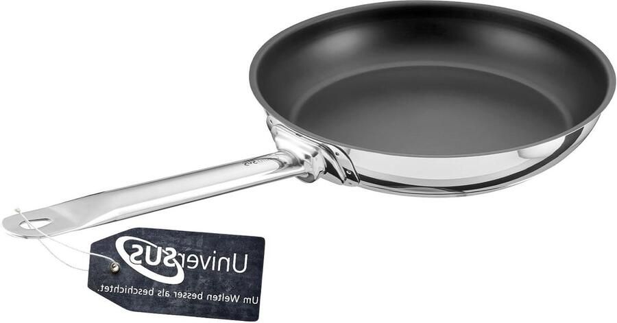 Koekenpan Bratpan Braadpan Scherp Aanbraden UniverSUS Oppervlaktestructuur 24 cm Zilver