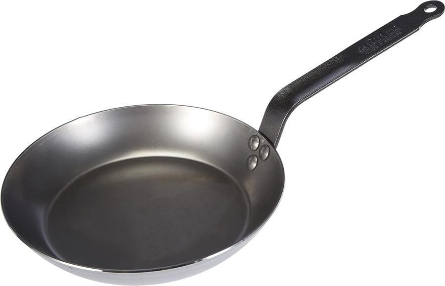 Koekenpan Carbon Koekenpan IJzerstaal Bakken Frituren Braden Lyonnaise Vorm 24 cm Zilver