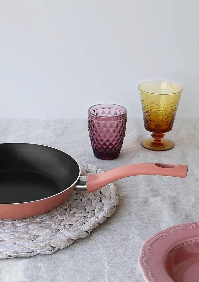 Koekenpan Dagelijks koken 5-laags anti-aanbaklaag 24 cm Zonsondergangroze