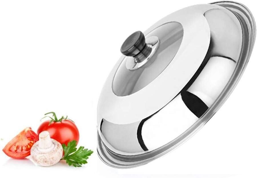 Koekenpan Deksel Glazen Deksel Koken en Bakken Hittebestendig Handvat 32cm Diameter Zilver
