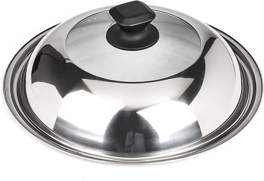 Koekenpan Deksel Steelpan Deksel Zichtbaar Koken Stoomuitlaatgat 34cm Roestvrij Staal