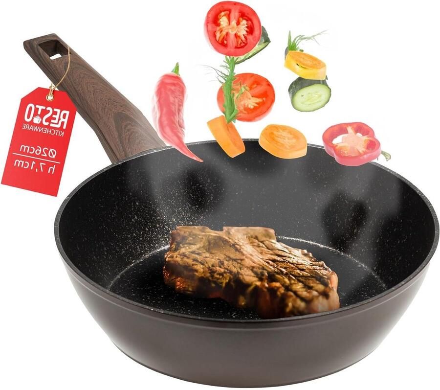 Diepe pan 26 cm gesmeed aluminium anti-aanbaklaag inductie geschikt voor alle kookplaten