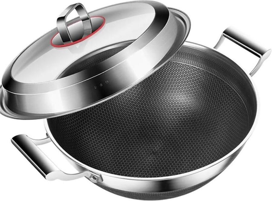 Koekenpan Diepe pan Bakken en stoven Fysieke antiaanbaklaag 22CM Zwart